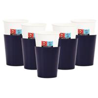 Feestbekers met hoesjes - 24x - navy blauw - papier - 250ml