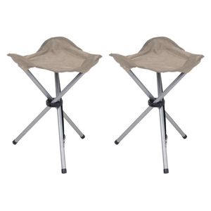 Urban Living bijzet krukje/stoeltje - 4x - Opvouwbaar - Camping/outdoor - D32 x H43 cm - Beige