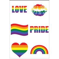 6x Regenboog pride kleuren plak tattoos - thumbnail