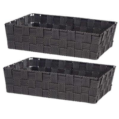 Kast/badkamer opbergmandjes - Set van 2x stuks - zwart - 34 x 21 x 8,5 cm - opbergmandjes