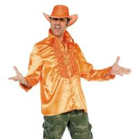 Ruche blouse satijn oranje