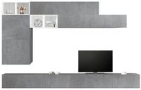 TV-wandmeubel Sako in hoogglans wit met grijs beton - thumbnail