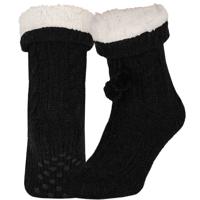 Apollo Huissloffen - dames - gebreid - slofsokken - antraciet - one size maat 36/41 - fleece Apollo Huissloffen - dames - gebreid - slofsokken - antraciet - one size maat 36/41 - fleece