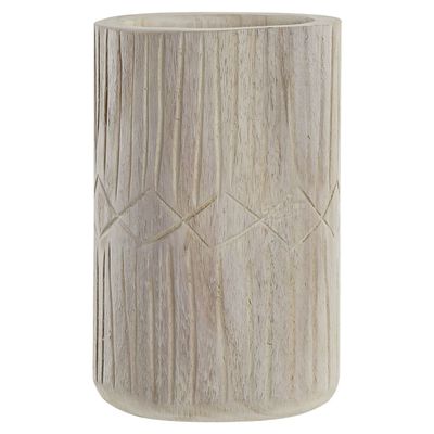 Bloemenvaas van paulownia hout naturel 15 x 24 cm