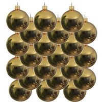 18x Glazen kerstballen glans goud 8 cm kerstboom versiering/decoratie - Kerstbal