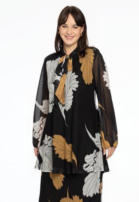 Yoek Tuniek wide bottom FLOWER | Zwart | Maat 54/56