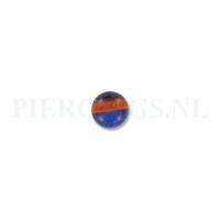 Balletje 1.6 mm acryl blauw-oranje met glitters 6 mm