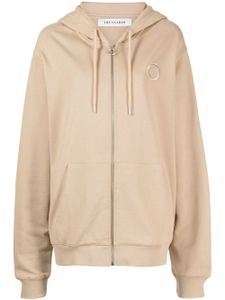 Trussardi hoodie en coton à motif monogrammé brodé - Tons neutres