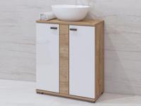 Onderkast lavabo FAGOCHIA 2 deuren wit/gouden eik Onderkast lavabo FAGOCHIA 2 deuren wit/gouden eik