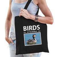 Katoenen tasje Futen vogel  zwart - birds of the world Fuut cadeau tas