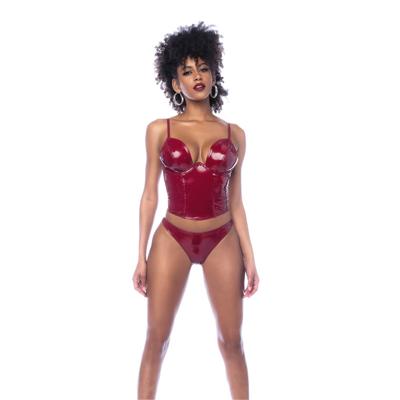 Mapalé Twee Delige Bustier Set - M - Glanzend Wijnrood