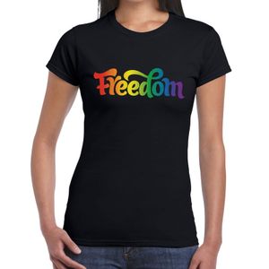 Freedom gaypride shirt zwart voor dames