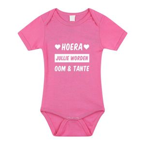 Hoera jullie worden oom en tante kraamcadeau rompertje roze meisjes 92 (18-24 maanden)  -