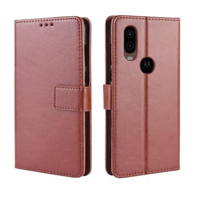Crazy Horse textuur horizontale Flip lederen draagtas voor Motorola P40 met houder & kaartsleuven & portemonnee & Lanyard (bruin)