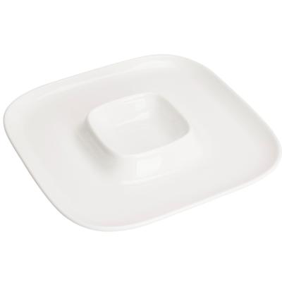 Excellent Houseware Hapjes / Tapas serveerschaal - poselein - wit - 26 cm - met vakken - rond