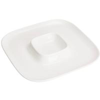 Excellent Houseware Hapjes / Tapas serveerschaal - poselein - wit - 26 cm - met vakken - rond