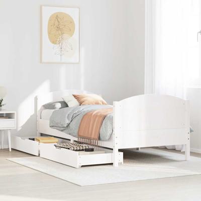Bedframe zonder matras massief grenenhout wit 75x190 cm