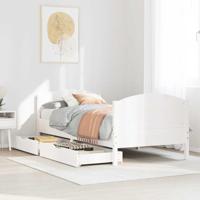 Bedframe zonder matras massief grenenhout wit 75x190 cm
