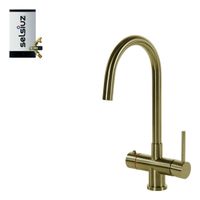 Selsiuz Inox kokend water kraan met combi extra boiler en C-uitloopkraan gold