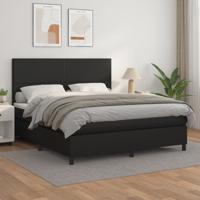 Boxspring met matras kunstleer zwart 160x200 cm