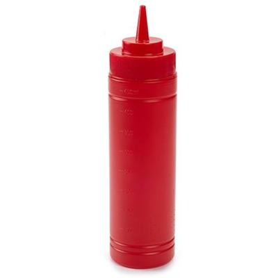 Doseerfles/sausfles - kunststof - rood - met schenktuit - 500 ml - 22 cm