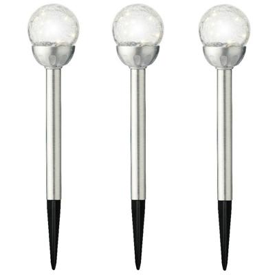 Lumineo LED steker bol Navi - 3x - solar - 30 cm - RVS - tuinverlichting tuinsteker - Tuinlampen
