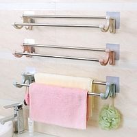 spoorloos ponsvrij dubbele staaf handdoekenrek, badkamer keuken opbergrek, plastic roestvrijstalen handdoekstang ophangrek, multifunctioneel handdoekenrek, badkameraccessoires Lightinthebox
