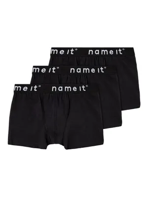 Name it 3-pak jongens boxershorts - Basic - Katoenen jongens onderbroeken - Zwart - Grijs - Donkerblauw
