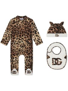 Dolce & Gabbana Kids trousseau de naissance à imprimé léopard - Marron