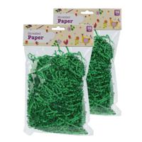 Set van 2x decoratie paasgras vulmateriaal - crepe papier - groen - 100 gram