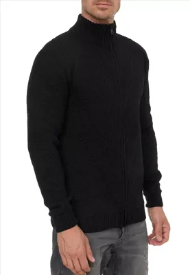 Rusty Neal - Heren Vest Kabel - Zwart - Gebreid - Italianstyle