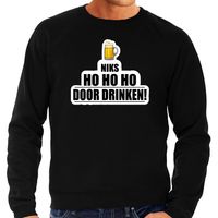 Grote maten niks ho ho ho bier doordrinken foute Kerst sweater / trui zwart voor heren - thumbnail