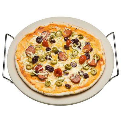 Pizzasteen - 33 cm - keramiek - met handvaten - pizza maken - BBQ