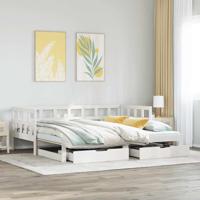 Slaapbank met onderschuifbed/lades zonder matras 90x200 cm wit