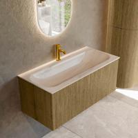 Badmeubel Mondiaz Kurve-Dlux | 100 cm | Meubelkleur Dusk | Wastafelkleur Meli | Solid surface | Wasbak midden spoelbak | 1 kraangat