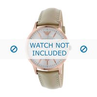 Armani horlogeband AR2464 Leder Cream wit / Beige / Ivoor 22mm + standaard stiksel - thumbnail