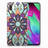 Samsung Galaxy A40 TPU Case Purple Flower