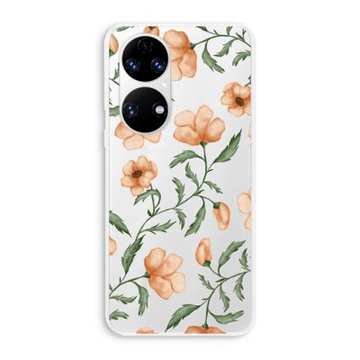 Peachy flowers: Huawei P50 Transparant Hoesje