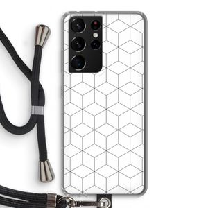 Zwart-witte kubussen: Samsung Galaxy S21 Ultra Transparant Hoesje met koord