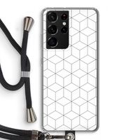 Zwart-witte kubussen: Samsung Galaxy S21 Ultra Transparant Hoesje met koord