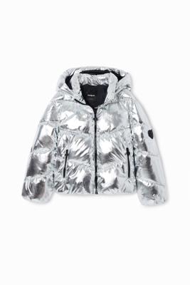 Metallic gewatteerde jas - BLACK - 5/6