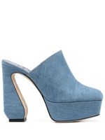 Sergio Rossi mules en jean à plateforme 135 mm - Bleu