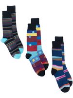 Paul Smith lot de trois chaussettes à rayures - Bleu