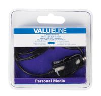 Valueline VLMB60890B10 Micro-usb-autolader Micro Usb Male - 12v Autoaansluiting 1,00 M Zwart 2.1a - thumbnail