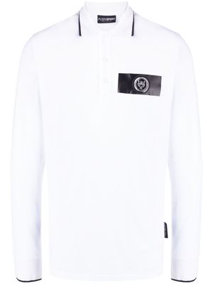Plein Sport polo en coton à manches longues - Blanc