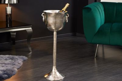 Decoratieve champagnekoeler CHAMPAGNE 80cm antiek zilveren handgemaakte metalen flessenkoeler - 41691
