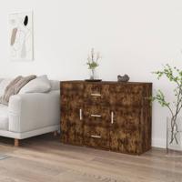Dressoir 91x29,5x65 cm bewerkt hout gerookt eikenkleurig