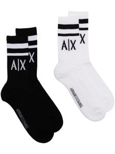 Armani Exchange chaussettes nervurées à logo imprimé - Noir