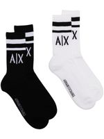 Armani Exchange chaussettes nervurées à logo imprimé - Noir - thumbnail