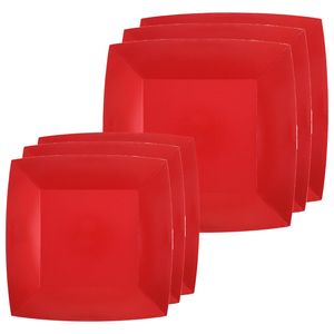 Feest/verjaardag bordjes set - 20x stuks - rood - 18 cm en 23 cm